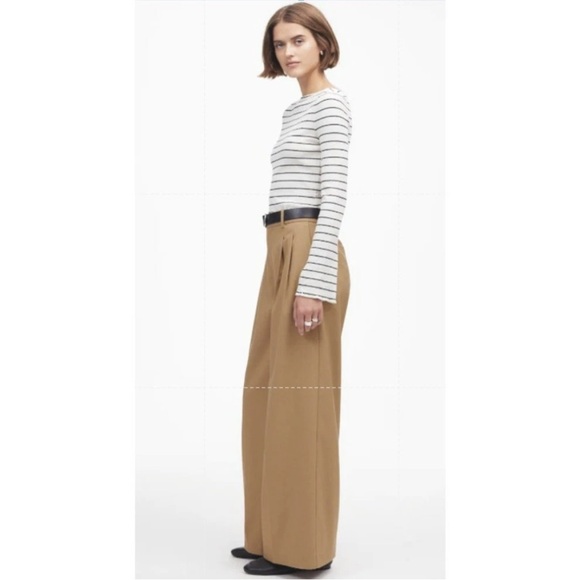 NWT Madewell Harlow Superwide-Leg Trouser Pants Tan Camel Pleated 12 - Picture 3 of 13